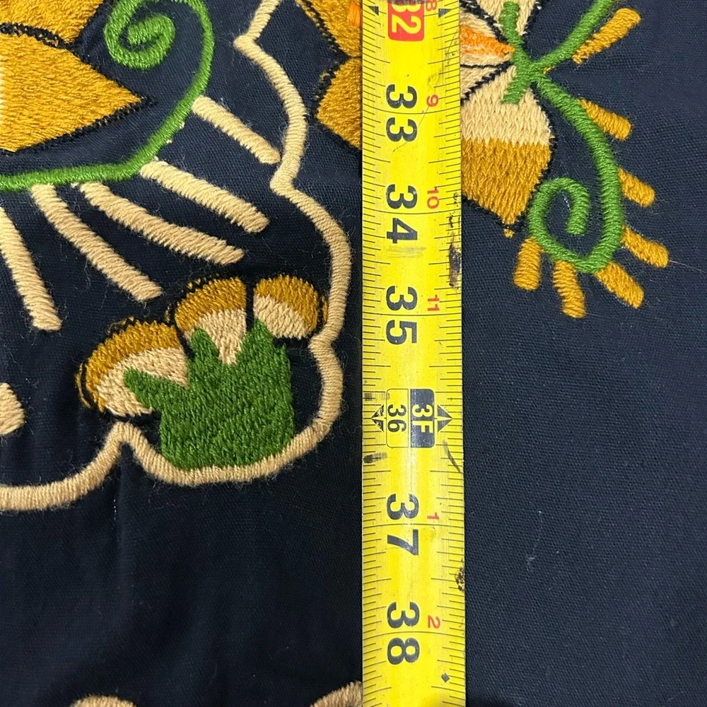 MEXICANA Black Dress with Gold and Green Embroidery - Picture 6 of 6